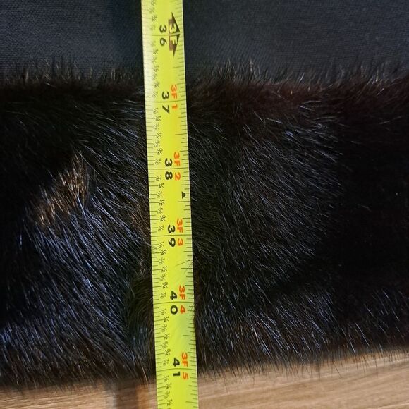 Vintage 80's Minimalist Union Made Talon Wool Blend Fur Trim Detail Black Sz 16 - Picture 9 of 15